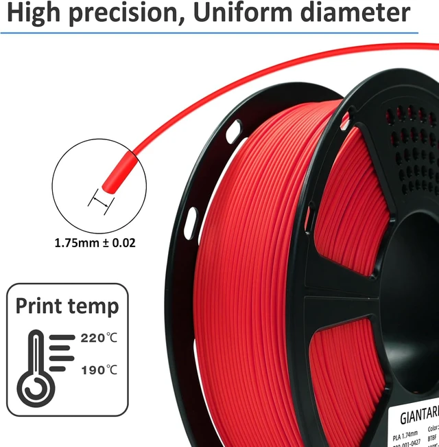 Alt view image 2 of 6 - GIANTARM PLA 3D Printer Filament 1.75mm,Red 1kg