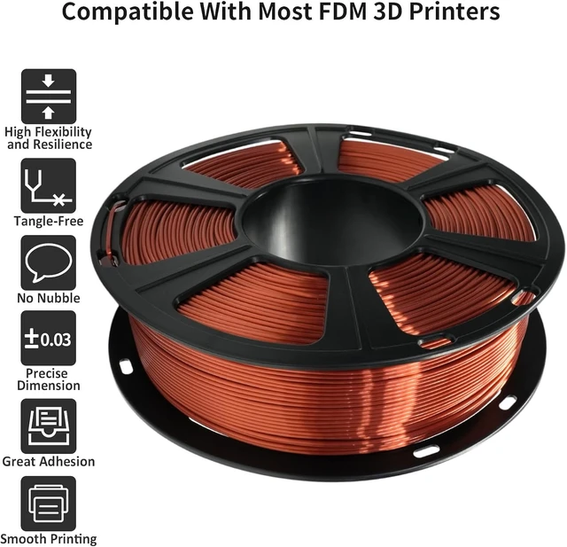 Alt view image 4 of 7 - GIANTARM 3D Printer Filament,Silk Copper PLA Filament,1Kg(2.2lbs) Spool