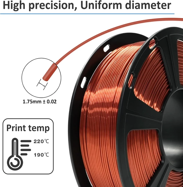 Alt view image 3 of 7 - GIANTARM 3D Printer Filament,Silk Copper PLA Filament,1Kg(2.2lbs) Spool