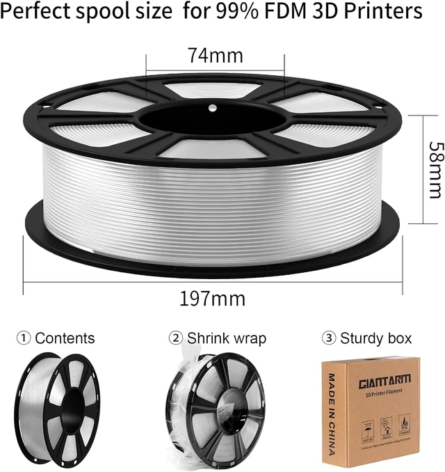 Alt view image 6 of 7 - GIANTARM Clear PLA Filament, 1.75mm Transparent PLA 1kg Spool (2.2lbs), 3D Printer Filament with Vacuum Packaging