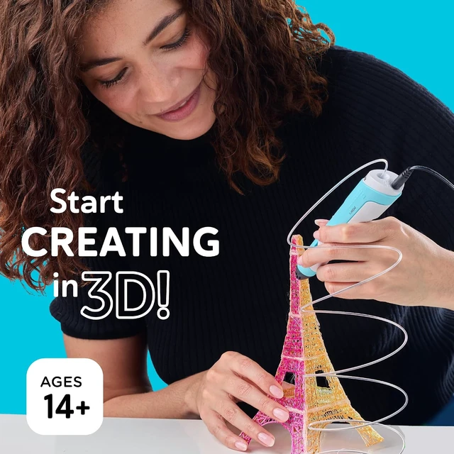 Alt view image 2 of 7 - SCRIB3D P1 3D Printing Pen with Display - Includes 3D Pen, 3 Starter Colors of PLA Filament, Stencil Book + Project Guide, and Power Adapter