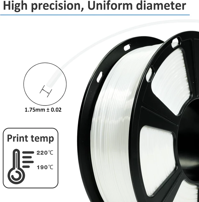 Alt view image 4 of 7 - GIANTARM 3D Printer Filament, Silk White Pla Filament, 1Kg(2.2lbs) Spool, 1.75mm Dimension Accuracy +/- 0.03mm, 3D Printing Filament