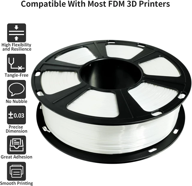 Alt view image 5 of 7 - GIANTARM 3D Printer Filament, Silk White Pla Filament, 1Kg(2.2lbs) Spool, 1.75mm Dimension Accuracy +/- 0.03mm, 3D Printing Filament