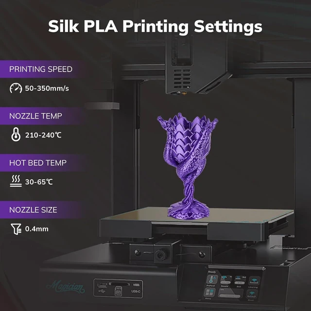 Alt view image 5 of 6 - AMOLEN Silk PLA 3D Printer Filament, Shiny Silk Purple PLA Filament 1.75mm, 3D Printing PLA Filament for Most FDM 3D Printer, 1kg Spool(2.2lbs)