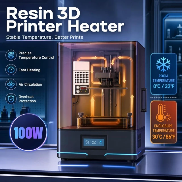 Alt view image 2 of 5 - Mini Heater for 3D Printer, Resin 3D Printer Temperature Controller 100W Heating Thermostat Temp Control for LCD DLP 3D Printers