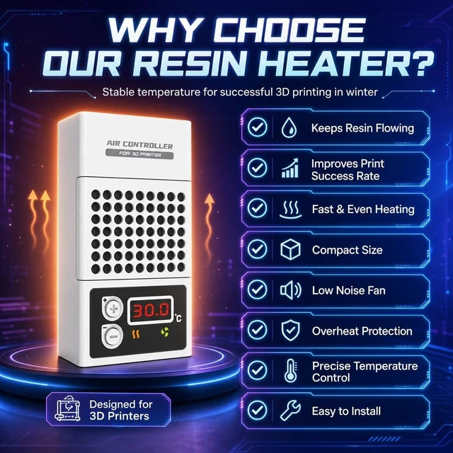 Alt view image 3 of 5 - Mini Heater for 3D Printer, Resin 3D Printer Temperature Controller 100W Heating Thermostat Temp Control for LCD DLP 3D Printers