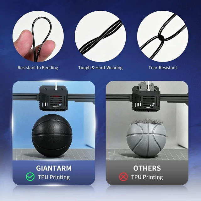 Alt view image 3 of 7 - GIANTARM 95A TPU 3D Printer Filament 1.75mm, 1kg Spool, Clear, +/- 0.03mm