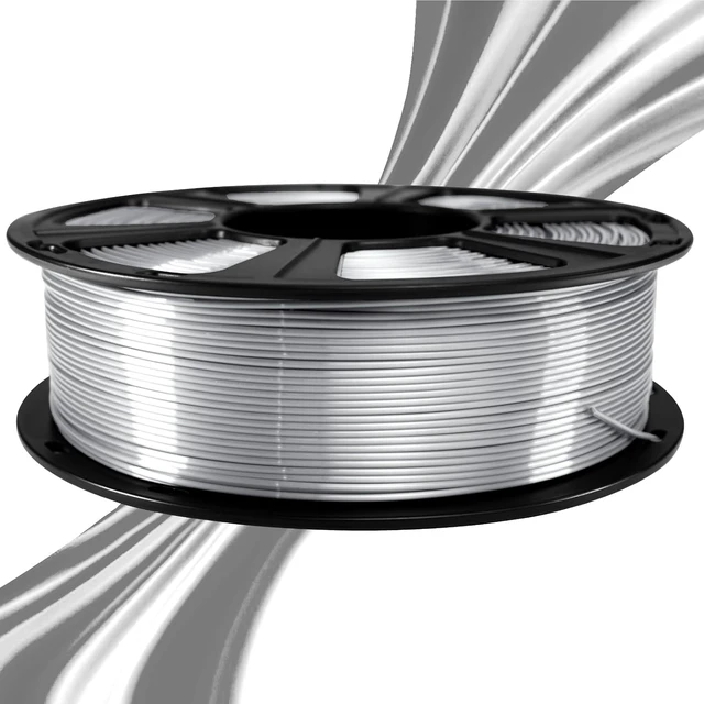 Alt view image 3 of 7 - Geeetech Silk Silver PLA 3D Printer Filament, 1.75mm, 1kg (2.2lbs) Spool