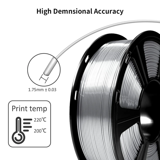 Alt view image 6 of 7 - Geeetech Silk Silver PLA 3D Printer Filament, 1.75mm, 1kg (2.2lbs) Spool