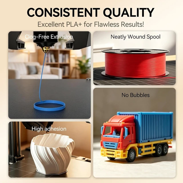 Alt view image 3 of 7 - Kingroon PLA PlusPLA+ 3D Printer Filament, Dimensional Accuracy +/- 0.03 mm, 1 kg Spool(2.2lbs), 1.75 mmBlack