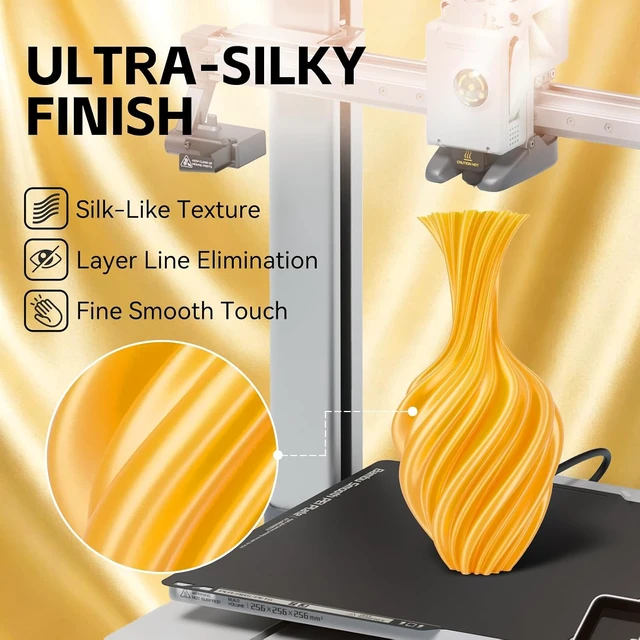 Alt view image 3 of 7 - Kingroon Silk PLA 3D Printer Filament, Dimensional Accuracy +/- 0.03 mm, 1 kg Spool(2.2lbs), PLA Shiny Filament 1.75 mm (Gold)