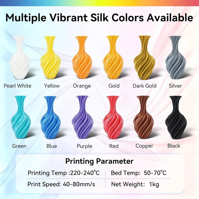 Alt view image 6 of 7 - Kingroon Silk PLA 3D Printer Filament, Dimensional Accuracy +/- 0.03 mm, 1 kg Spool(2.2lbs), PLA Shiny Filament 1.75 mm (Gold)