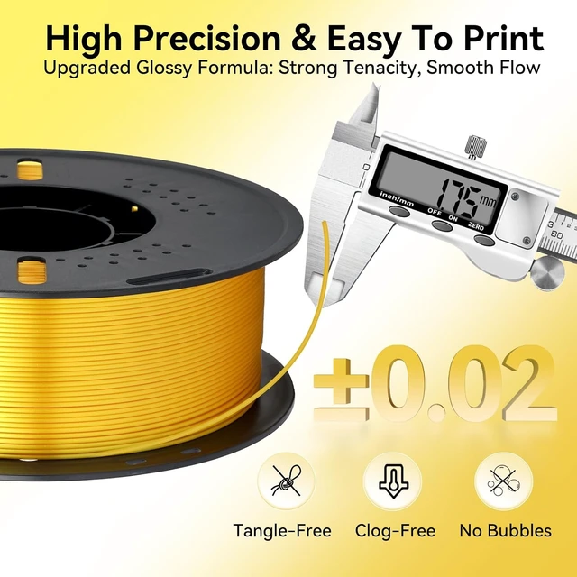 Alt view image 4 of 7 - Kingroon Silk PLA 3D Printer Filament, Dimensional Accuracy +/- 0.03 mm, 1 kg Spool(2.2lbs), PLA Shiny Filament 1.75 mm (Gold)