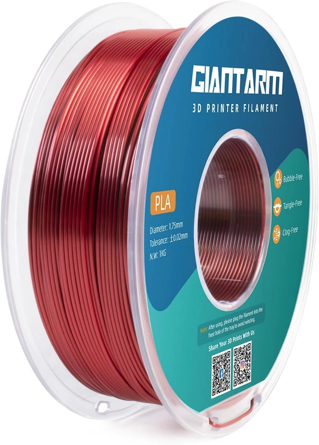 Alt view image 6 of 6 - GIANTARM Silk PLA Filament 1.75mm,Dual Color PLA Red Black 1KG