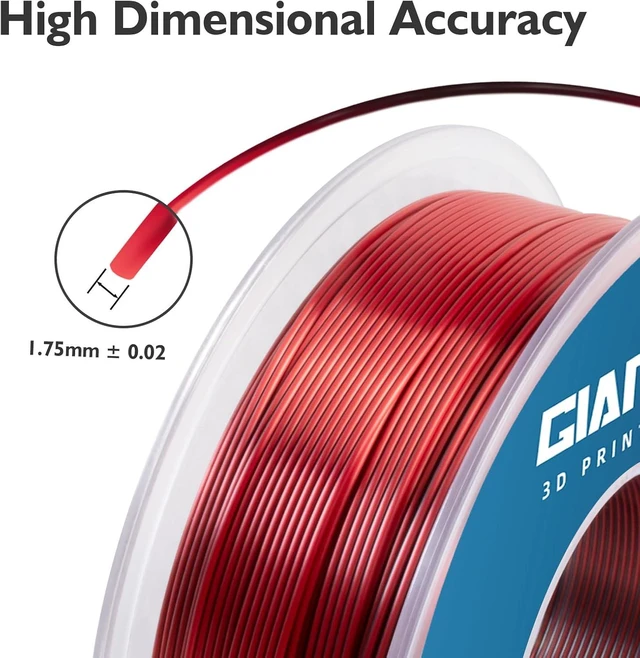 Alt view image 2 of 6 - GIANTARM Silk PLA Filament 1.75mm,Dual Color PLA Red Black 1KG