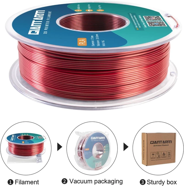 Alt view image 4 of 6 - GIANTARM Silk PLA Filament 1.75mm,Dual Color PLA Red Black 1KG