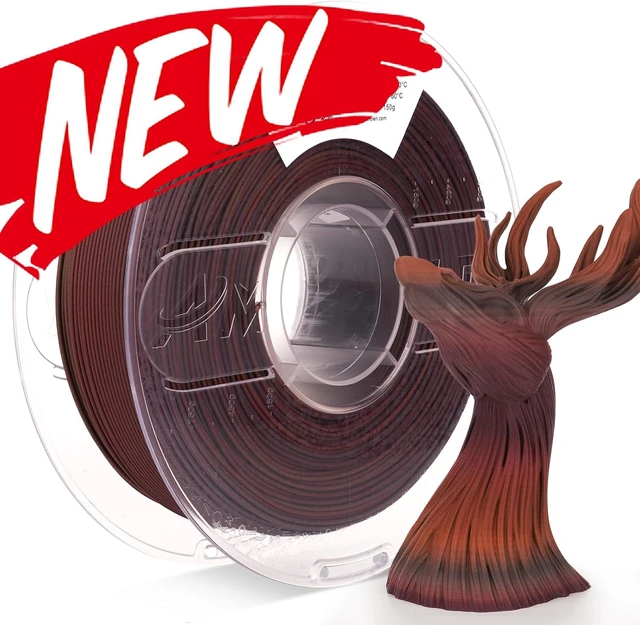 Alt view image 7 of 7 - AMOLEN Wood PLA 3D Printer Filament 1.75mm Dark Wood Rainbow 1KG