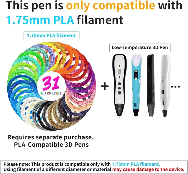 Alt view image 6 of 6 - Kretrum 31 Colors 3D Pen Filament Refills Works with SCRIB3D PIKA3D MYNT3D 3D Pen, 16 Feet Per Color 1.75mm PLA 3D Printing Filament Refills, NOT FIT 3Doodler Start Pen