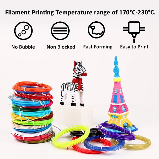 Alt view image 5 of 6 - 24 Assorted Colors 3D Pen Filament Refills PLA 1.75mm, Each Color 5 Meters (16 Feet), dikale 3D Printing Pen Filament Packs for Kids, Total 120 Meters- 250 Stencils eBooks