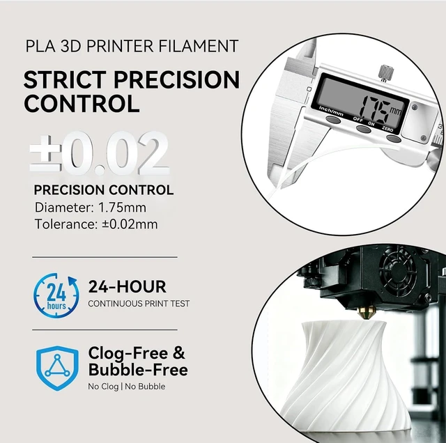 Alt view image 4 of 7 - Kingroon PLA 3D Printer Filament, Dimensional Accuracy +/- 0.02 mm, 1 kg Spool(2.2lbs), 1.75 mm,White