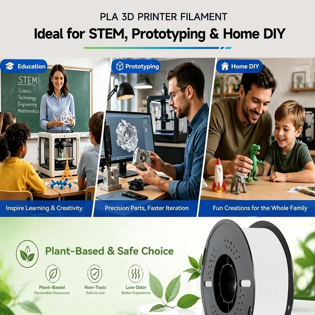 Alt view image 5 of 7 - Kingroon PLA 3D Printer Filament, Dimensional Accuracy +/- 0.02 mm, 1 kg Spool(2.2lbs), 1.75 mm,White