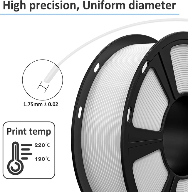 Alt view image 3 of 6 - GIANTARM 3D Printer Filament, White Pla Filament, 1Kg(2.2lbs) Spool, 1.75mm Dimension Accuracy +/- 0.03mm, 3D Printing Filament