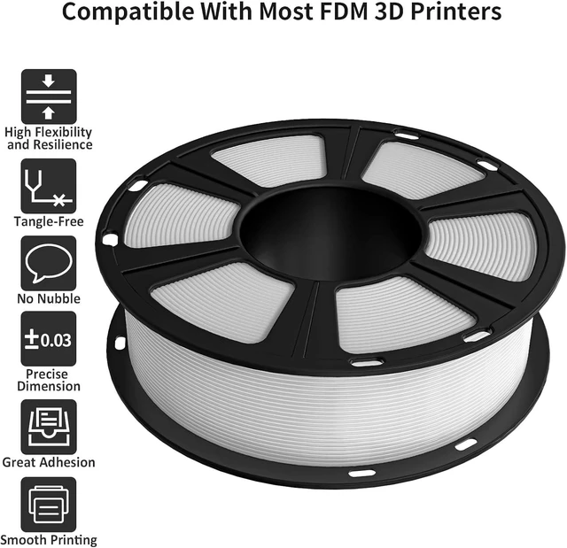 Alt view image 4 of 6 - GIANTARM 3D Printer Filament, White Pla Filament, 1Kg(2.2lbs) Spool, 1.75mm Dimension Accuracy +/- 0.03mm, 3D Printing Filament