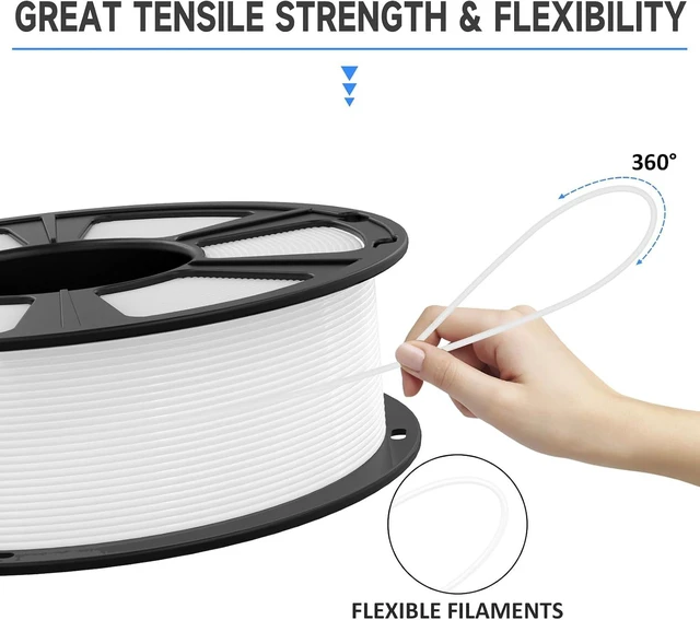 Alt view image 5 of 6 - GIANTARM 3D Printer Filament, White Pla Filament, 1Kg(2.2lbs) Spool, 1.75mm Dimension Accuracy +/- 0.03mm, 3D Printing Filament