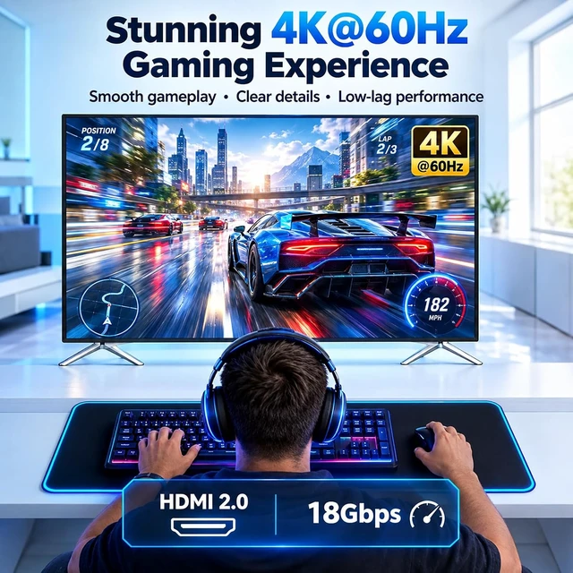 Alt view image 2 of 6 - Soonsoonic 4K HDMI Cable 30 Ft | 18Gbps Ultra High Speed HDMI 2.0 Cable 4K@60Hz HDR 3D ARC HDCP2.2 Ethernet HDMI Cord | for UHD TV Monitor Laptop Xbox PS4/PS5 ect (9.1m)