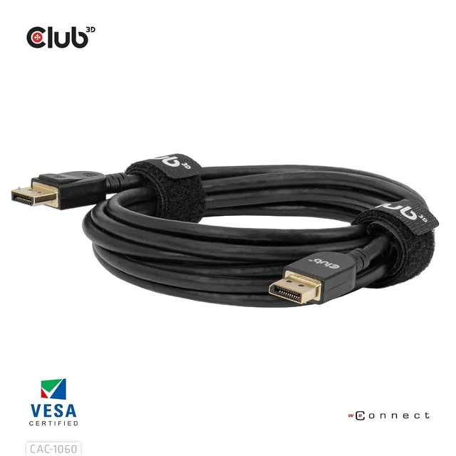 Alt view image 4 of 7 - Club3D CAC-1060 VESA Certified DisplayPort to DisplayPort 1.4/Hbr3 M/M Cable DP 1.4 8K 60Hz 3m- 9.84ft