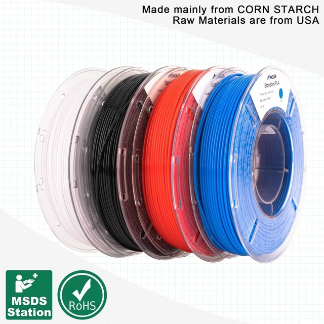 Alt view image 3 of 7 - AMOLEN PLA 3D Printing Filament Bundle 1.75mm, Black White Red Blue 250g X 4 Spools Pack 3D Printier Filament, 1KG/2.2 lb in Total, Compatible with Most FDM Printer and 3D Pen