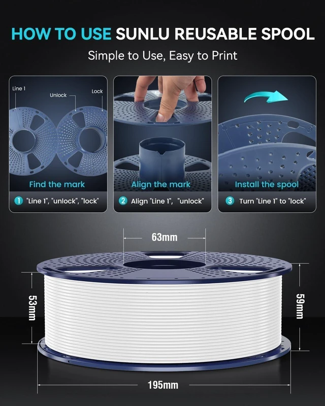 Alt view image 5 of 7 - SUNLU High Speed PETG 3D Printer Filament 1.75mm, 1kg Spool, Black