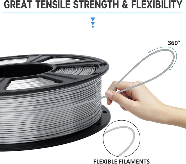 Alt view image 4 of 7 - GIANTARM Silk Metallic Silver PLA 3D Printer Filament 1kg Spool, 1.75mm Dimensional Accuracy +/-0.03mm, 1080 Feet per Roll, Vacuum Packaging