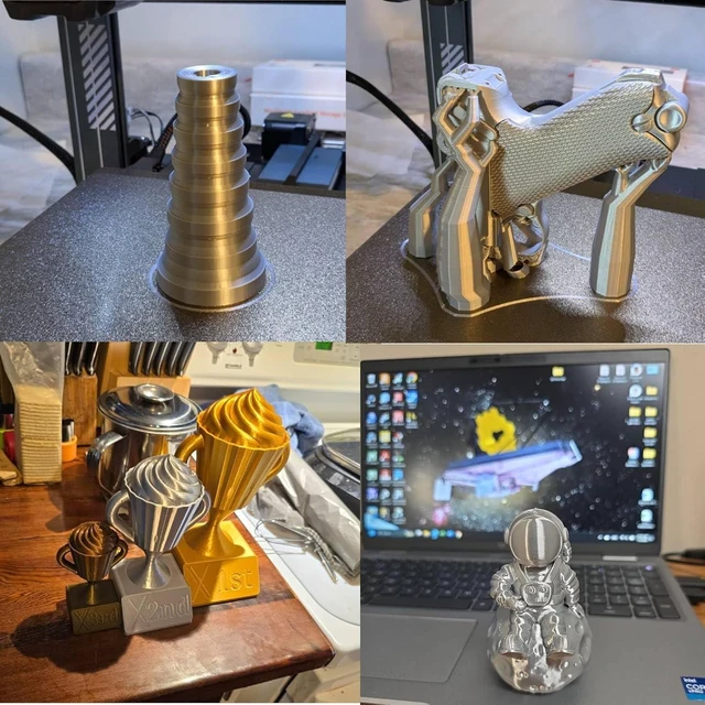 Alt view image 5 of 7 - GIANTARM Silk Metallic Silver PLA 3D Printer Filament 1kg Spool, 1.75mm Dimensional Accuracy +/-0.03mm, 1080 Feet per Roll, Vacuum Packaging