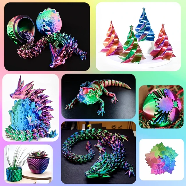 Alt view image 3 of 7 - OVV3D 3D Printer Filament, Tricolor PLA Filament 1.75mm Silk Rainbow Filament Blue Red Green, 3D Printing Accessories PLA Filament Multicolorfor Most FDM 3D Printers, 2.2lbs