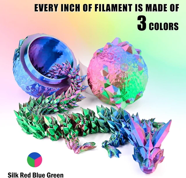 Alt view image 2 of 7 - OVV3D 3D Printer Filament, Tricolor PLA Filament 1.75mm Silk Rainbow Filament Blue Red Green, 3D Printing Accessories PLA Filament Multicolorfor Most FDM 3D Printers, 2.2lbs