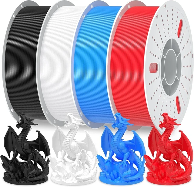 Main image of PINBALL PETG 3D Printer Filament 1.75mm High Precision Durable Strong Filament Mith Better Flow Dimensional Accuracy +/- 0.02mm Suitable for Most FDM 3D Printers 4 Kilograms Black,White,Blue,Red