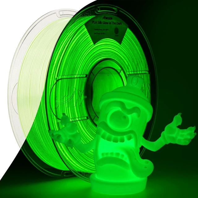 Main image of Amolen Glow in the Dark Pla FilamentShiny Silk & Glow 3D Printer Filament Pla Glow Pla Filament 1.75mm Green, Best with UV Lamps, Dimensional Accuracy +/- 0.02 mm 1KG(2.2lb)