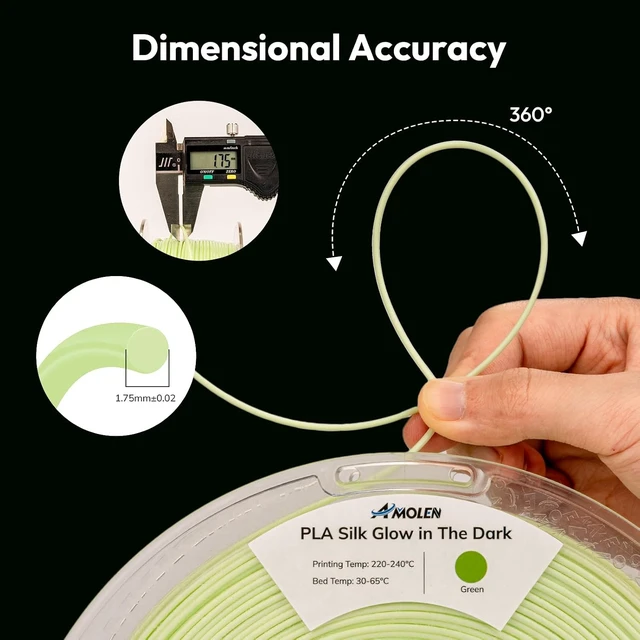 Alt view image 7 of 7 - Amolen Glow in the Dark Pla FilamentShiny Silk & Glow 3D Printer Filament Pla Glow Pla Filament 1.75mm Green, Best with UV Lamps, Dimensional Accuracy +/- 0.02 mm 1KG(2.2lb)