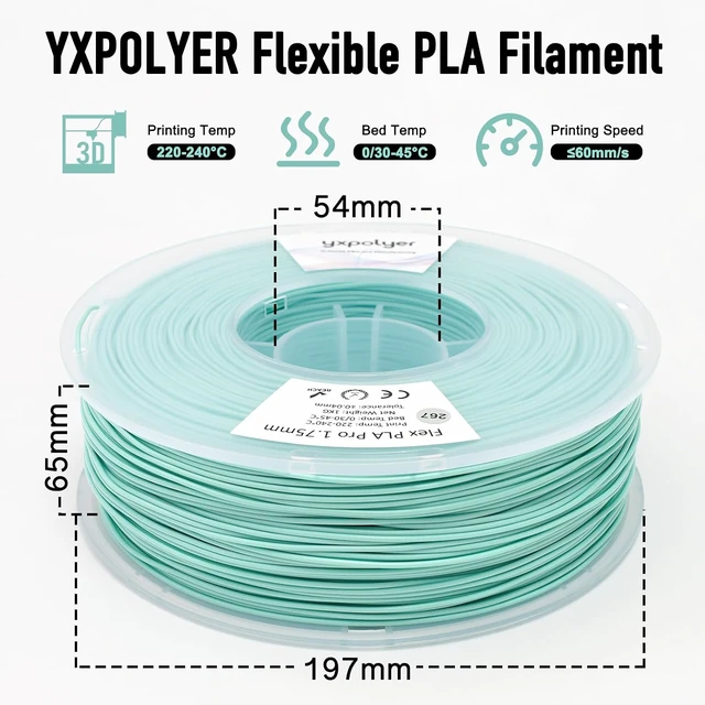 Alt view image 6 of 7 - YXPOLYER Flexible PLA Food-Safe 92A Soft PLA 3D Printer Filament