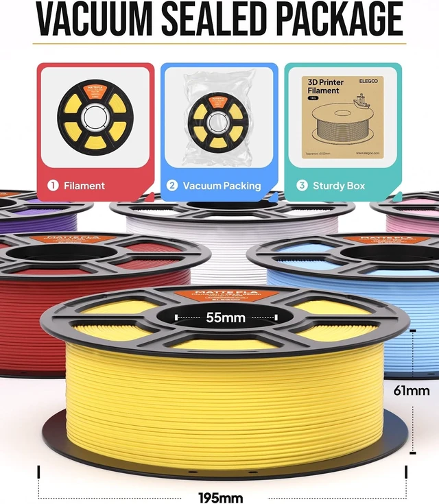 Alt view image 6 of 7 - ELEGOO Matte PLA 3D Printer Filament 1.75mm Black 1KG