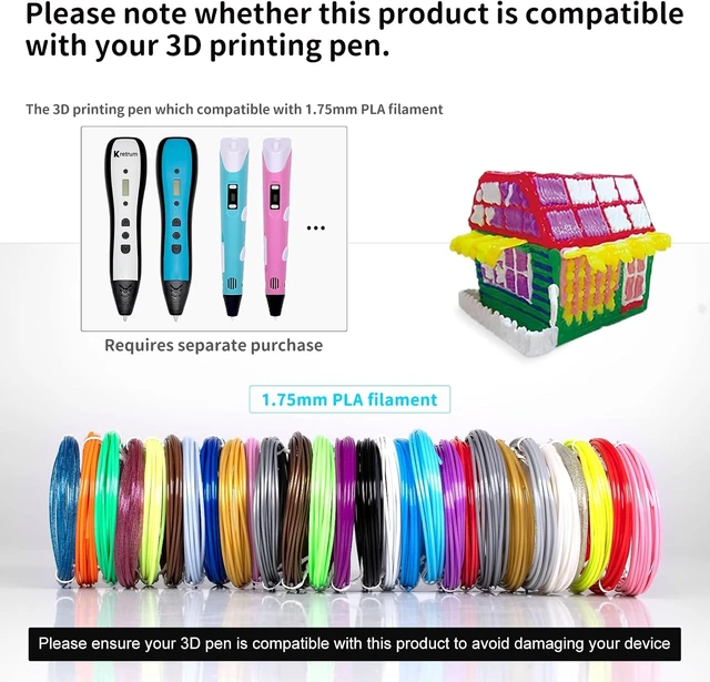 Alt view image 4 of 7 - Kretrum 40 Colors PLA 3D Pen Filament Refills Compatible with SCRIB3D MYNT3D PIKA3D 3D Pen Most 1.75mm 3D Prining Pens NOT FIT 3Doodler Start Pen