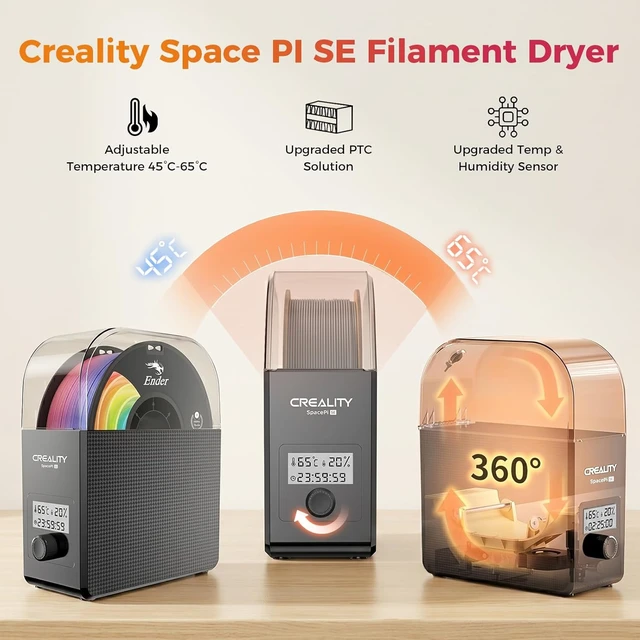 Alt view image 2 of 7 - Creality 2026 New Upgrade Filament Dryer Box Pro, Space Pi SE with High PTC Efficiency & Precision Sensor for 1KG Spools 45~65, 3D Printer Filament Dehydrator for PLA PETG ABS ASA TPU