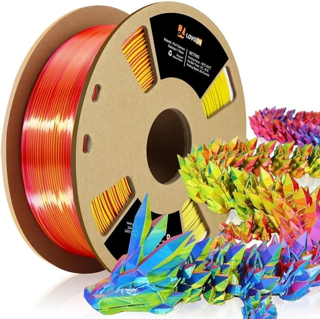 Main image of LOVOON Tricolor PLA Filament, Silk PLA Filament 1.75mm, Red Yellow Blue 1kg