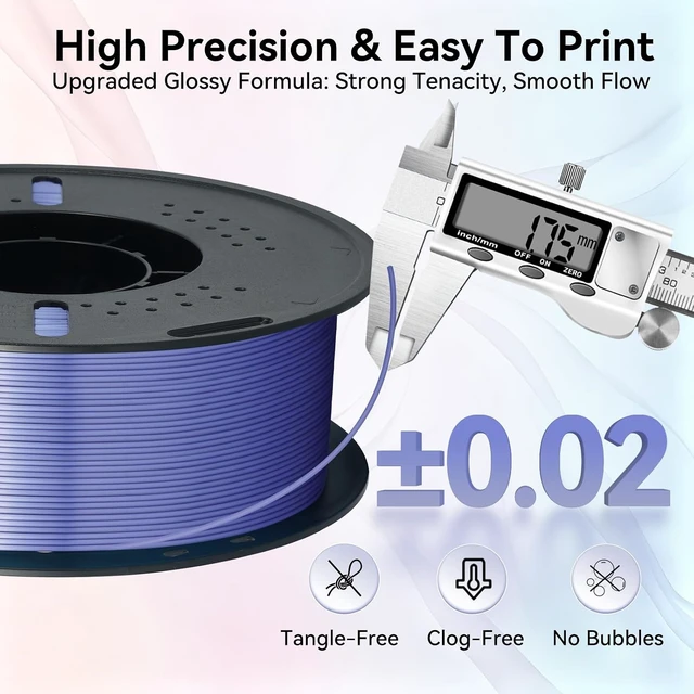 Alt view image 5 of 7 - Kingroon Silk PLA Bundle 3D Printer Filament, Dimensional Accuracy +/- 0.03 mm, 10 kg Spool(22lbs), PLA Shiny Filament 1.75 mm2Gold+Orange+Green+Red+Yellow+Blue+Purple+Silver+Copper, Silk PLA