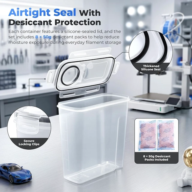 Alt view image 2 of 6 - YOOPAI Filament Storage Box - 4 Pack Filaments Container for 3D Printing Filaments Sealing and Protection - Portable Filament Storage with Desiccant&Label ,Water-Proof and Dust-Proof 4.0L(9.03*8*3)