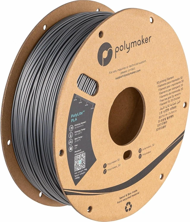 Main image of Polymaker PLA Filament 1.75mm Steel Grey 1KG Spool, Neatly Wound