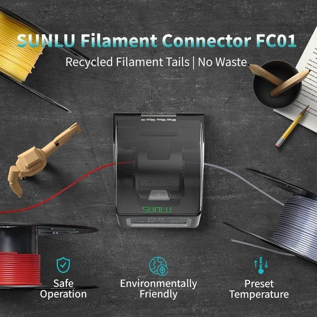 Alt view image 2 of 7 - SUNLU Filament Connector, Filament Splicer with 200Pcs PTFE Sleeve for 3D Printer Filament 1.75mm, Fast Heating Up to 240°C, Compatible with PLA PETG TPU ABS PA Nylon