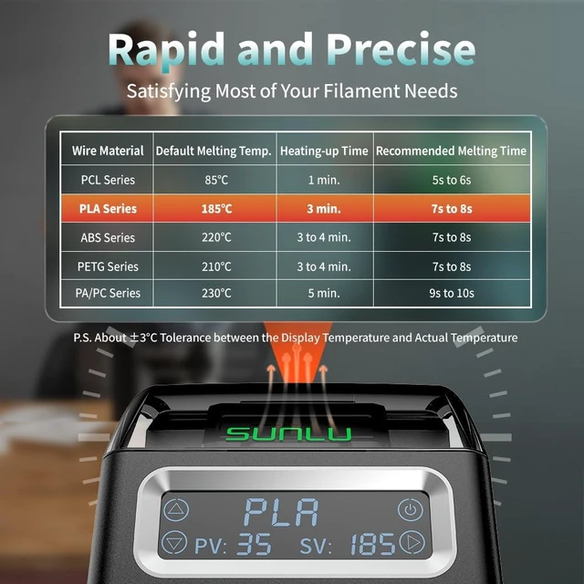 Alt view image 3 of 7 - SUNLU Filament Connector, Filament Splicer with 200Pcs PTFE Sleeve for 3D Printer Filament 1.75mm, Fast Heating Up to 240°C, Compatible with PLA PETG TPU ABS PA Nylon