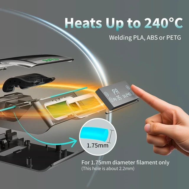 Alt view image 7 of 7 - SUNLU Filament Connector, Filament Splicer with 200Pcs PTFE Sleeve for 3D Printer Filament 1.75mm, Fast Heating Up to 240°C, Compatible with PLA PETG TPU ABS PA Nylon